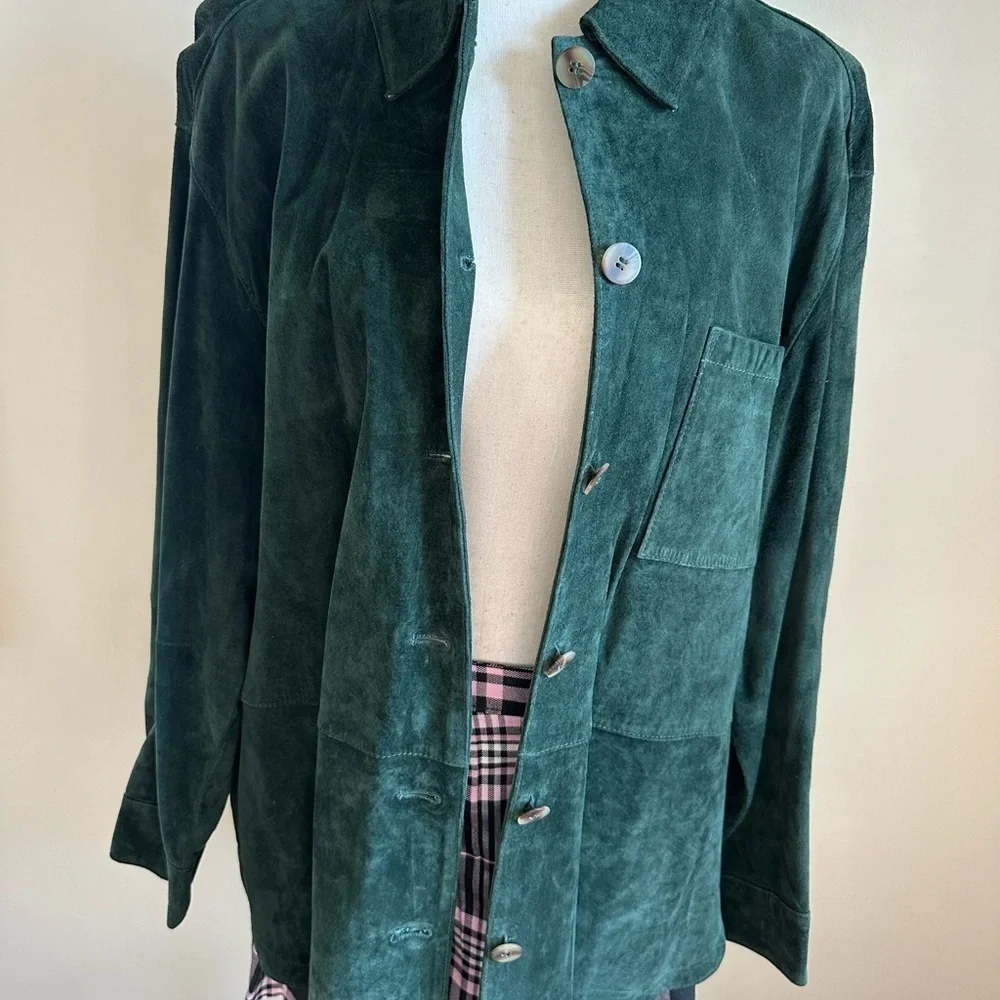 Vintage The Limited Classic 100% Leather Green Suede Jacket Women’s Medium